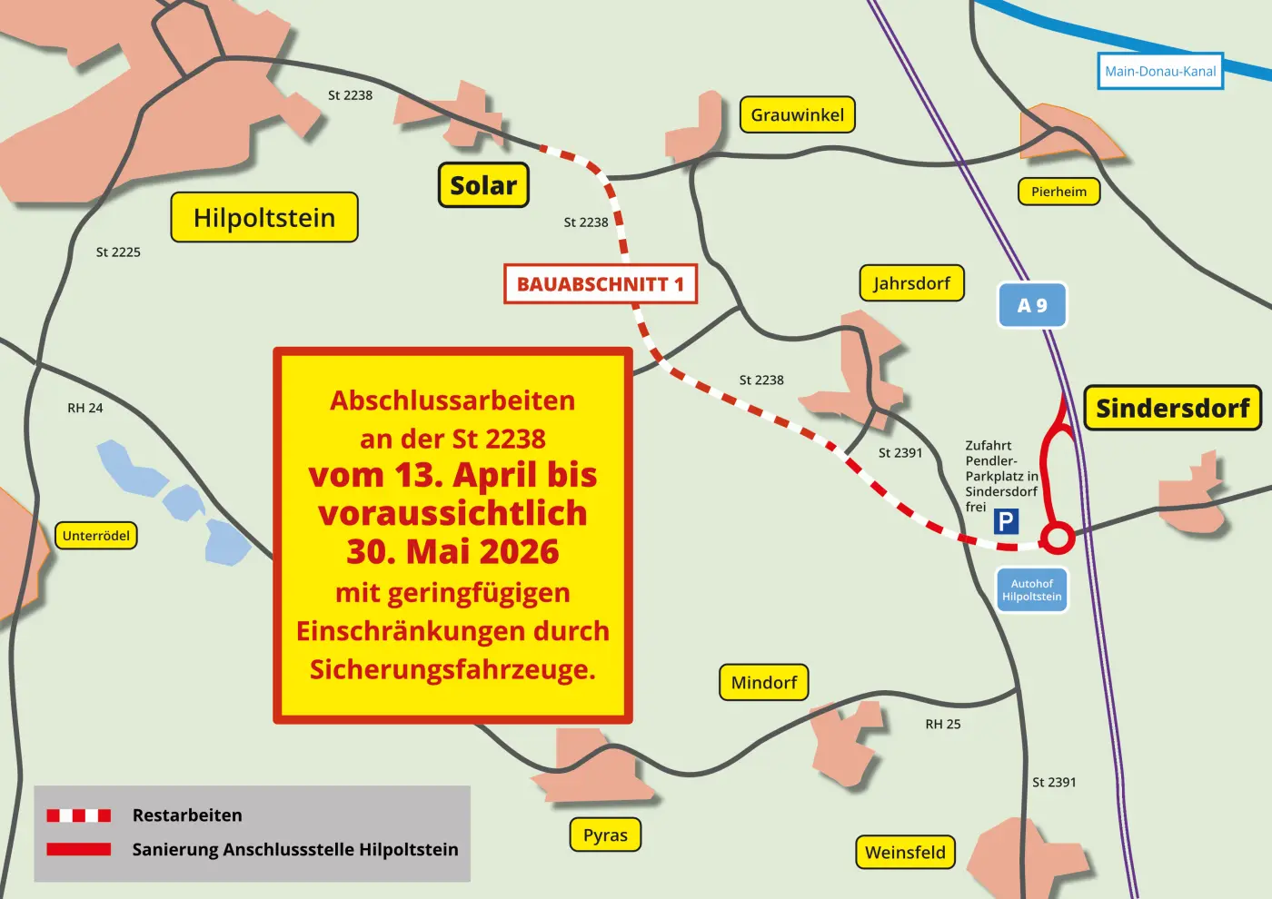 Solar Projekt 1+2 Karte: Zwei Bauabschnitte Hilpoltstein-Sindersdorf; Bezeichnungen: Solar, Grau Winkel, Jahnsdorf, Patersholz.